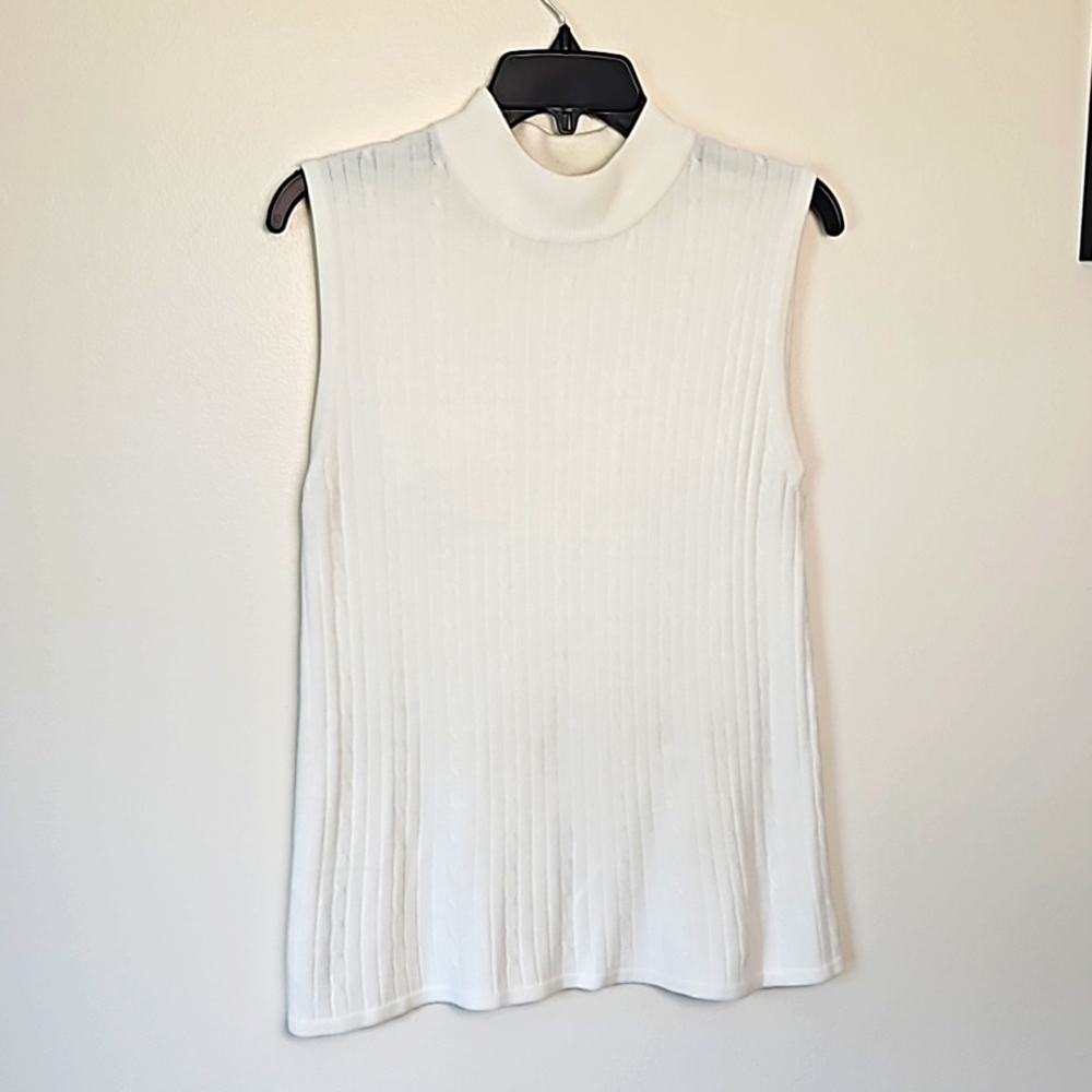 Jennifer Moore Large Sleeveless Mock Neck Cable Knit